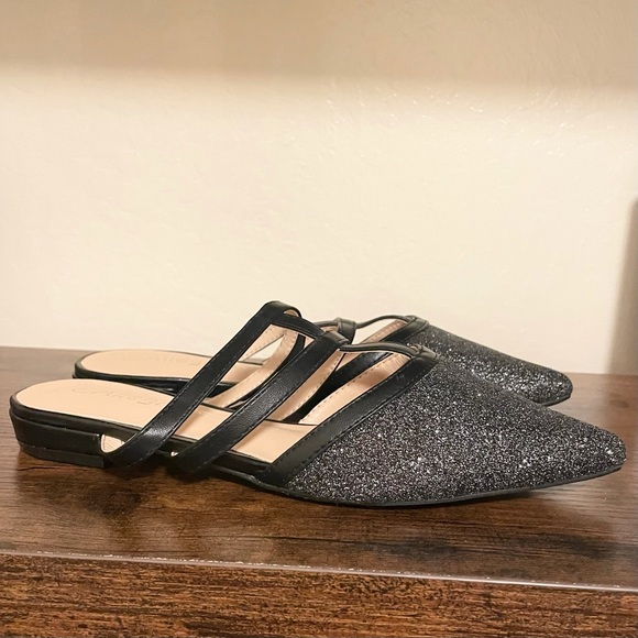 Allegra K Glitter Black Pointed Toe Mules | Size 6 - Picture 5 of 5